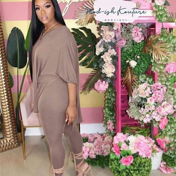 Tan Modish Two Piece Legging Set - Picture 1 of 1